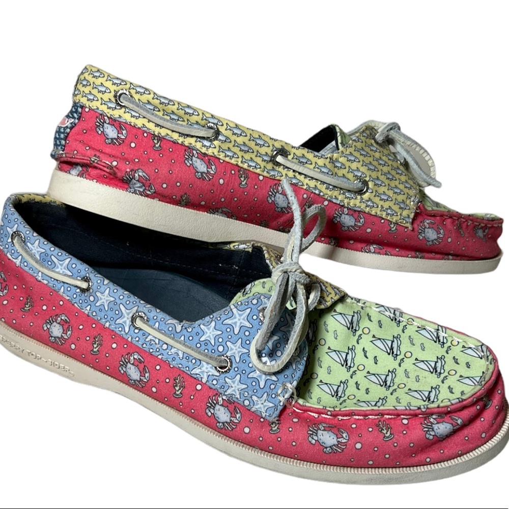LIMITED EDITION Sperry Top Sider Vineyard Vines Patchwork  Boat Shoes Sz 10